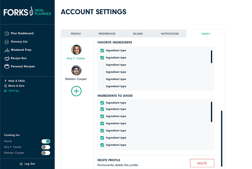 FOK Meal Planner filter redesign